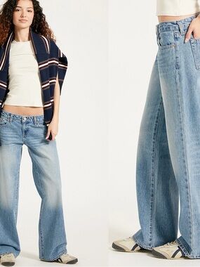 Pacsun Zoe Low Rise Girlfriend Jeans Medium Blue Wash